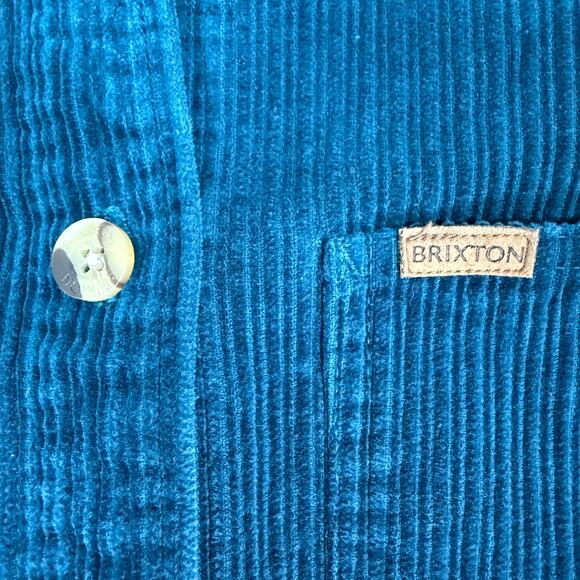Brixton Men’s Small Blue Corduroy Button Down Shirt 100% Cotton Casual - Picture 4 of 7